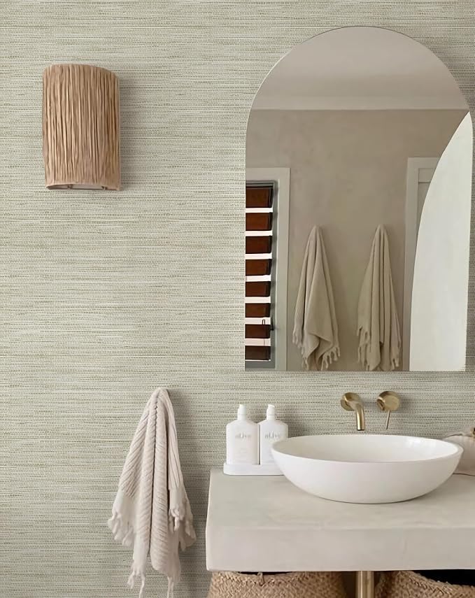 Rugreat Textured Grasscloth Wallpaper Peel and Stick 118inL 17.3inW Beige - Image 7