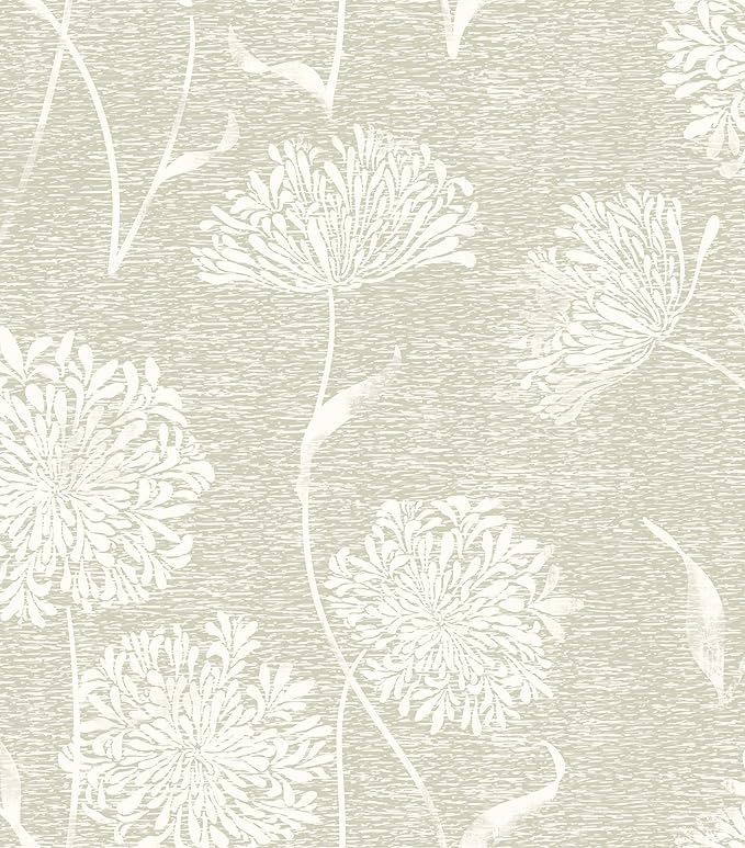 Safiyya Peel and Stick Wallpaper Faux Grasscloth Floral Contact Paper Beige by SAFIYYA