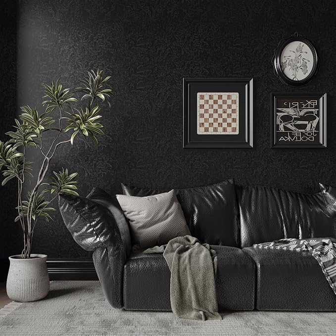 Abyssaly Black Textured Peel and Stick Wallpaper - Image 6