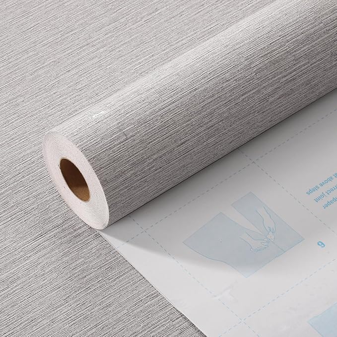 Haimin Grasscloth Wallpaper Peel and Stick 20.9in X 393in Fabric Contact Paper by HaiminHomeDecorWallpaper