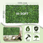 Artificial Green Boxwood Grass Wall Panels: 60"x120"（50SQFT） UV Protected Ivy - Image 2