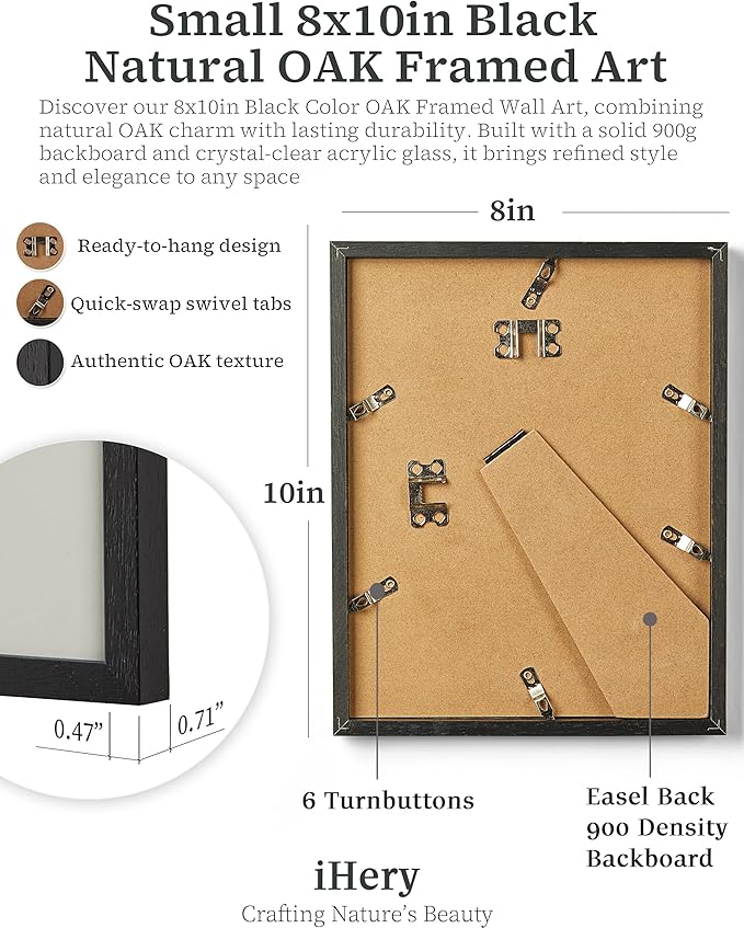 iHery Small Premium Natural Black OAK Wood 8x10in Champagne Problems On the - Image 4