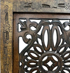 Floral Hand Carved Wooden Wall Panels Set of 2, Rustic Brown Decorative Wall Art - Image 9