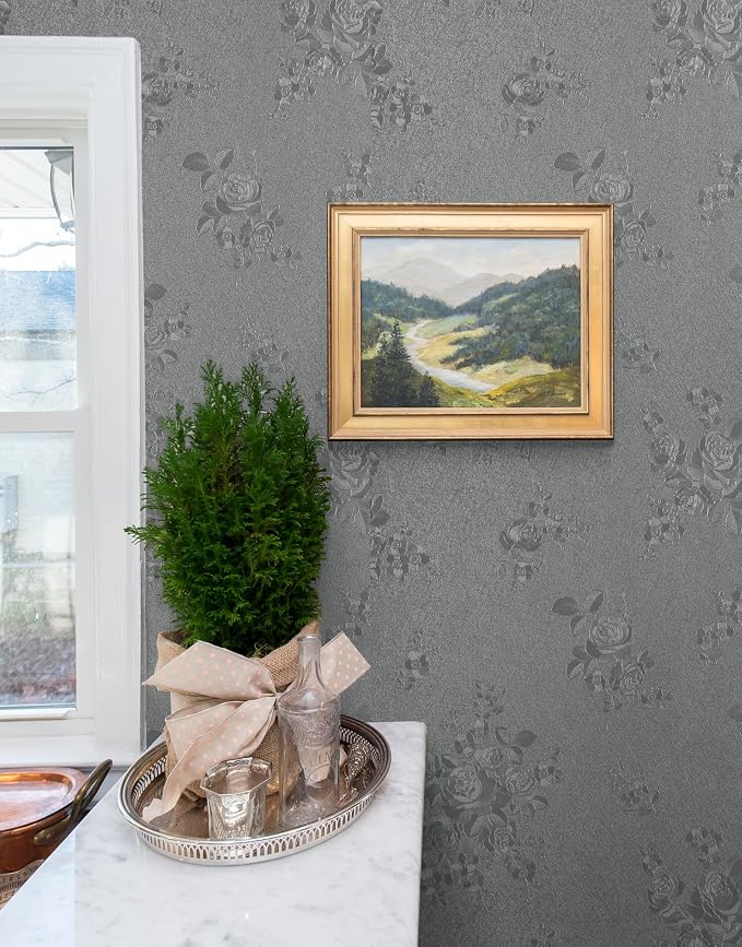 Erfoni 78.7"x17.7" Grey Contact Paper Gray Peel and Stick Wallpaper Thicken - Image 2