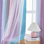 XiDi Curtains for Bedroom Decor, Rainbow Pink Purple/34/96 - Image 2