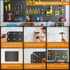 Peg Board, Heavy Duty Metal Pegboard, 6 Pack Black Peg Board Panels, 60lbs Load - Image 4