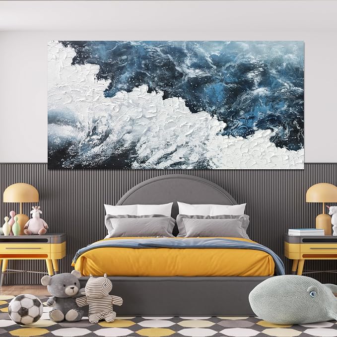 Canvas Wall Art Decor Large Blue White Wall Art Prints Abstract Canvas Wall - Image 5