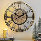 CLXEAST 28 Inch Gold Moving Gear Wall Clock by CLXEAST
