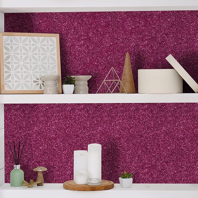 CHIHUT Hot Pink Glitter Peel and Stick Wallpaper Sparkly Pink Contact Paper - Image 8