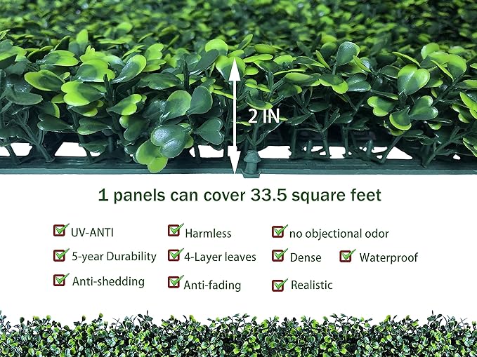ODTORY Artificial Ivy Privacy Fence Wall Screen, 40X120 in UV-Anti Faux Boxwood - Image 3