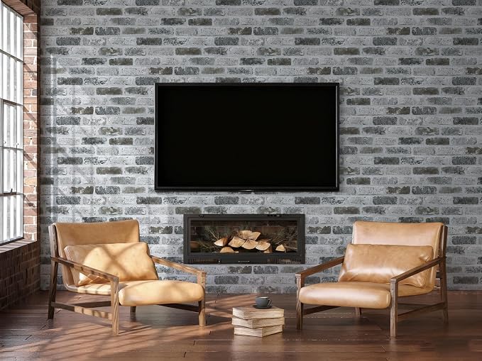 Guvana 17.3"×590" Brick Peel and Stick Wallpaper Grey Brick Contact Paper Self - Image 4