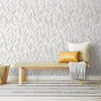 Safiyya 393"x17.3" Boho Peel and Stick Wallpaper Beige and White Wallpaper Leaf - Image 6