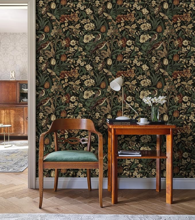 Erfoni 17.3" x197" Retro Floral and Bird Contact Paper Vintage Peel and Stick - Image 4