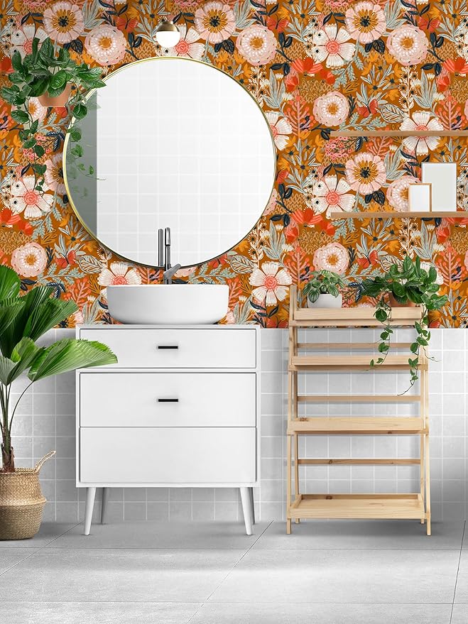 HAOKHOME Boho Peel and Stick Wallpaper Floral Wall Paper Removable - Image 4