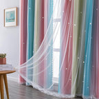 XiDi Curtains for Bedroom Decor, Rainbow Pink-Blue-52-45 - Image 5