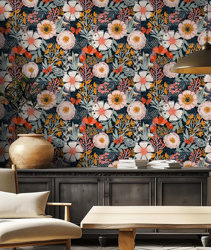 HAOKHOME Boho Peel and Stick Wallpaper Floral Wall Paper Removable - Image 4