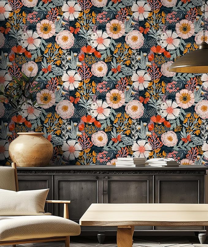 HAOKHOME Boho Peel and Stick Wallpaper Floral Wall Paper Removable - Image 4