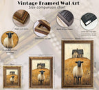 Vintage Gold Framed Wall Art Retro Country Sheep Oil Painting Canvas Prints - Image 4
