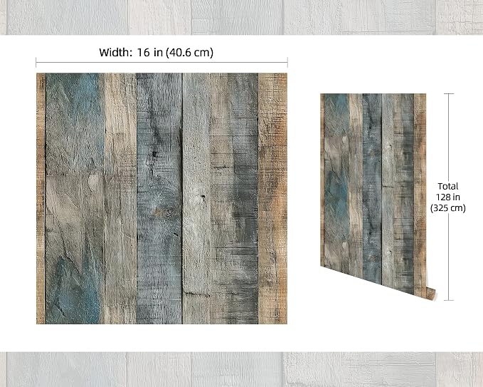 FLFK Vintage Wallpaper Peel and Stick Grey Wood Contact Paper Removable - Image 2