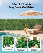 VEVOR Artificial Plant Wall, Sun Protection Greenery Backdrop Privacy Hedge - Image 4