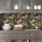 Livebor Floral Peel and Stick Wallpaper Black Floral Contact Paper 16.9"x118.1" - Image 3