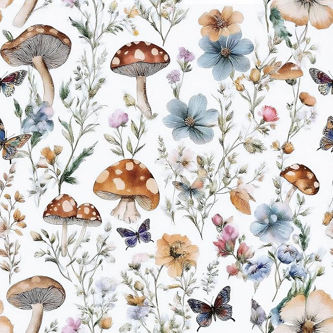 Froluya Mushroom Wallpaper Peel and Stick Vintage Floral Contact Paper 16.9" x by Froluya