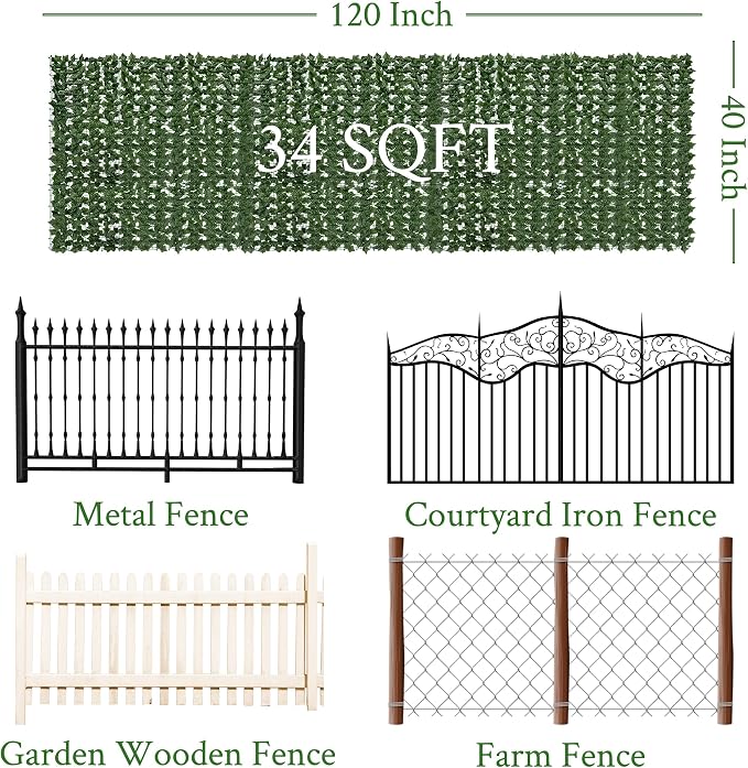Artificial Ivy Privacy Fence Screen:120 "x 40" Anti-Ultraviolet Artificial - Image 2
