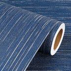 Livelynine Blue Grasscloth Peel and Stick Wallpaper Textured Prepasted Navy by Livelynine