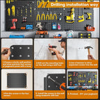 Peg Board, 6 Pack Black Peg Board Panels, 60lbs Load Capacity Each, Pegboard - Image 5