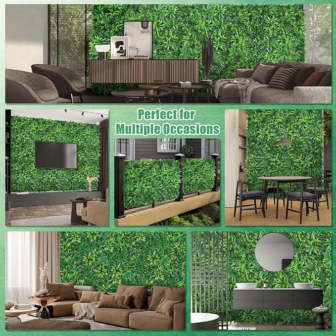 Yangrass 16pcs 20''x20'' Grass Wall Panels, Artificial Hedge Panels Greenery - Image 4