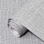Grey Grasscloth Peel and Stick Wallpaper 17.3"x1200" Faux Linen Textured by Uooar
