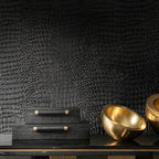 Peel and Stick Wallpaper Black Crocodile Wall Paper Modern Textured by Micpolo
