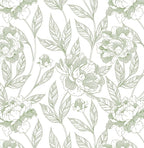 Timeet Peel and Stick Wallpaper Green Floral Wall Paper by Timeet