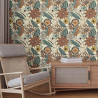 Boho Wallpaper Peel and Stick, Retro Floral Contact Paper 17.5" x 393.7" - Image 5