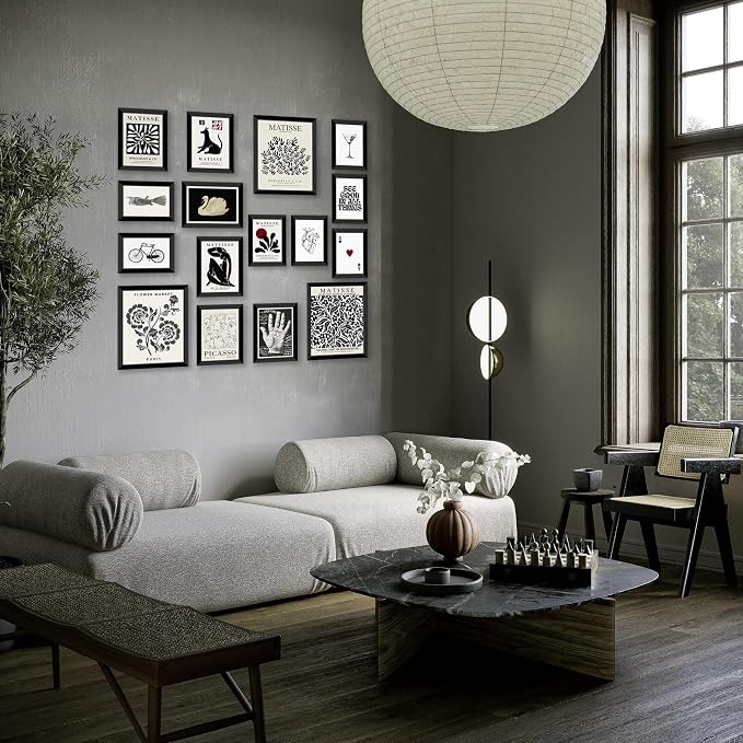 LANCHI95 16 PCS FRAMED Black and White Home Decor, Eclectic Wall Art, - Image 7