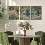 Framed Monet Wall Art Set of 3, Impressionist Botanical Floral Canvas Wall Decor - Image 2