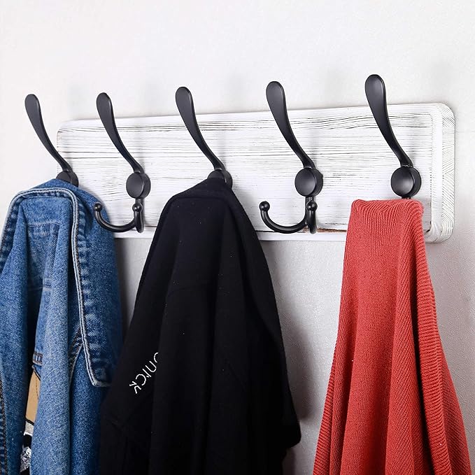 SKOLOO Rustic Wall Mounted Coat Rack: 16" Stud Spacing, Pine Real Wood Plank - Image 2
