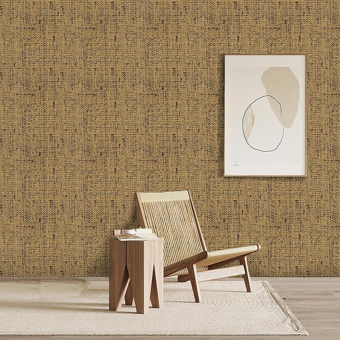 15.75"x590.6" Brown Wallpaper Peel and Stick Removable Grasscloth Textured Wall - Image 2