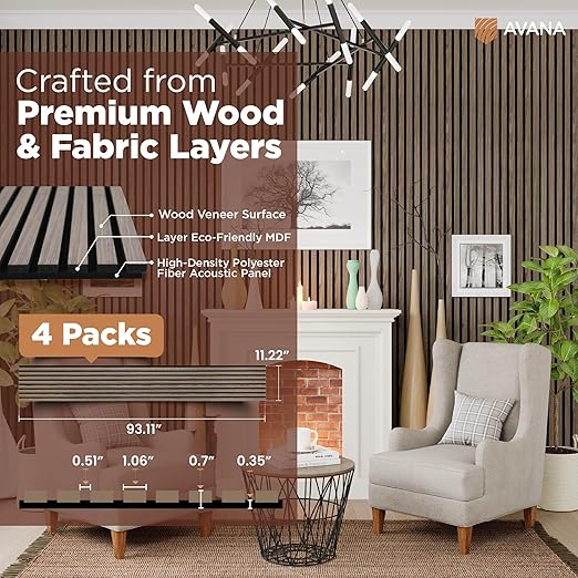 Avana Acoustic Wood Wall Panels –93.2x11.25 Inch Panels – Fits 94x12 Layout – - Image 4