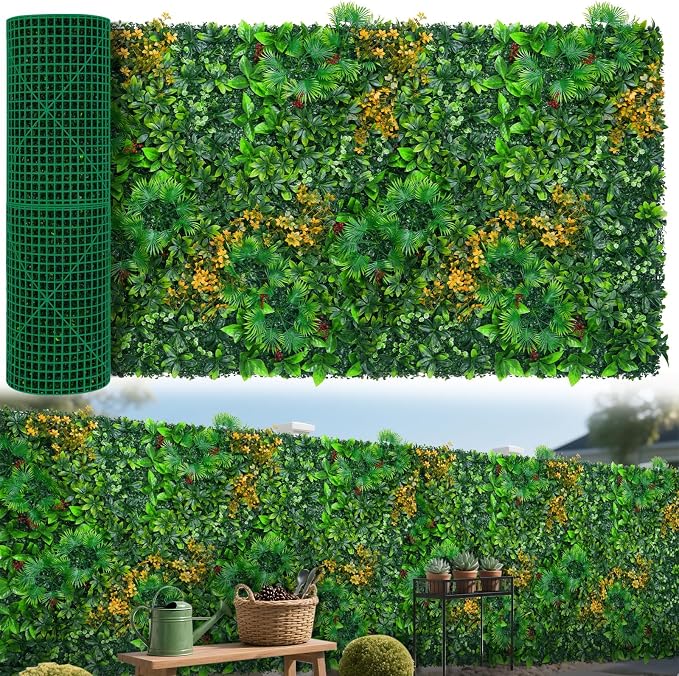 Grass Wall Panels Roll, UV-Anti Faux Greenery Plant Boxwood Panels by EverNature