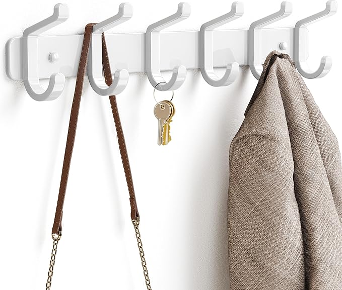 pickpiff Coat Rack Wall Mounted Heavy-Duty: Metal Coat Hanger 6 Hooks - Image 8