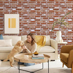 COMSTICKC 3D Red Faux Brick Wall Panel Peel and Stick Wall Covering, 3D Brick - Image 2