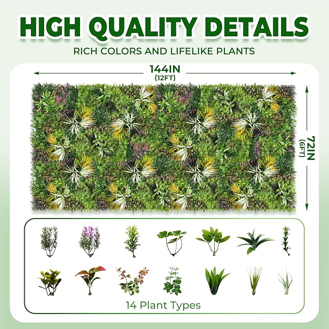 Artificial Grass Wall Roll Panels: 6FT x 12FT Boxwood Hedge Panels, UV-Anti - Image 2