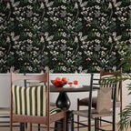 Laatse Dark Floral Wallpaper Peel and Stick Green Leaf Wallpaper Vintage - Image 3