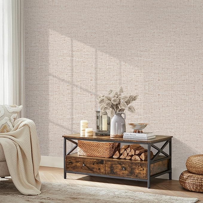 Beige Grasscloth Wallpaper Peel and Stick Contact Paper 15.75inchx118.11inch - Image 4