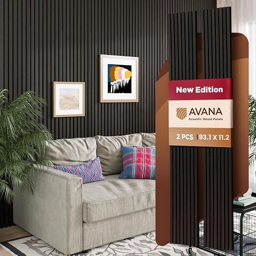 Avana Acoustic Wood Wall Panels – 93.2x11.25 Inch Panels – Fits 94x12 Layout – by AvanaHome