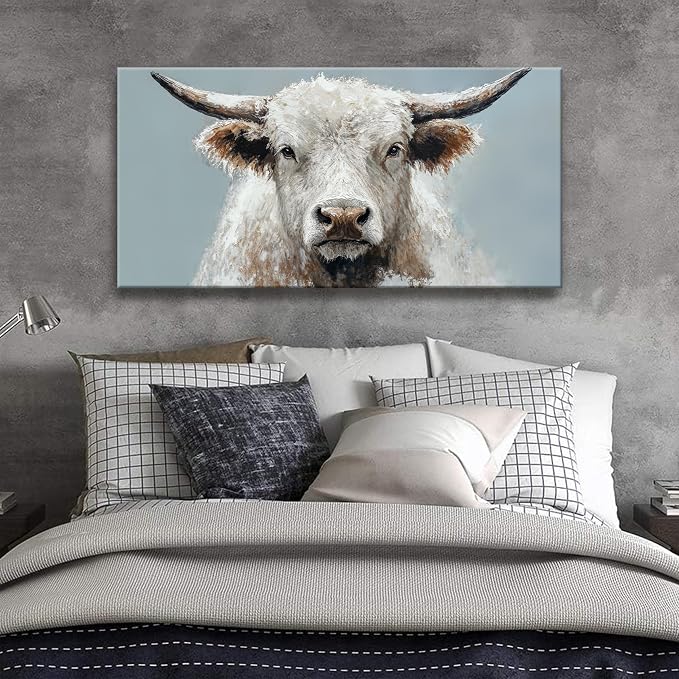 Wall Art Freedom Highland Cow Painting Wild Animal Cattle Canvas Art Wall Decor - Image 4