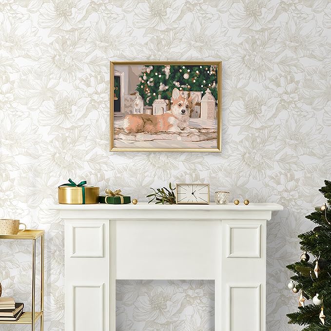 Ismoon Large Floral Peel and Stick Wallpaper Boho Beige/Coffee Contact Paper - Image 2