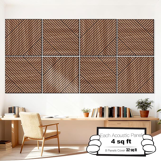 Mollywell Art Acoustic Wall Panels, 24x24 Inch 8 Pack, Wood Veneer, Sound - Image 2