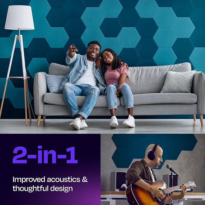 Acoustic Panels 12-Pack Soundproof Wall Panels 12"X10.4"X0.4" Sound Panels High - Image 2